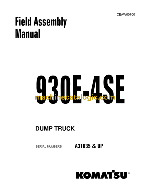 Komatsu 930E-4SE Dump Truck Shop Manual (CEAW007001)