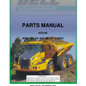 Bell B50D 6X6 SS ADT MK IV Articulated Dump Parts Manual (872159)