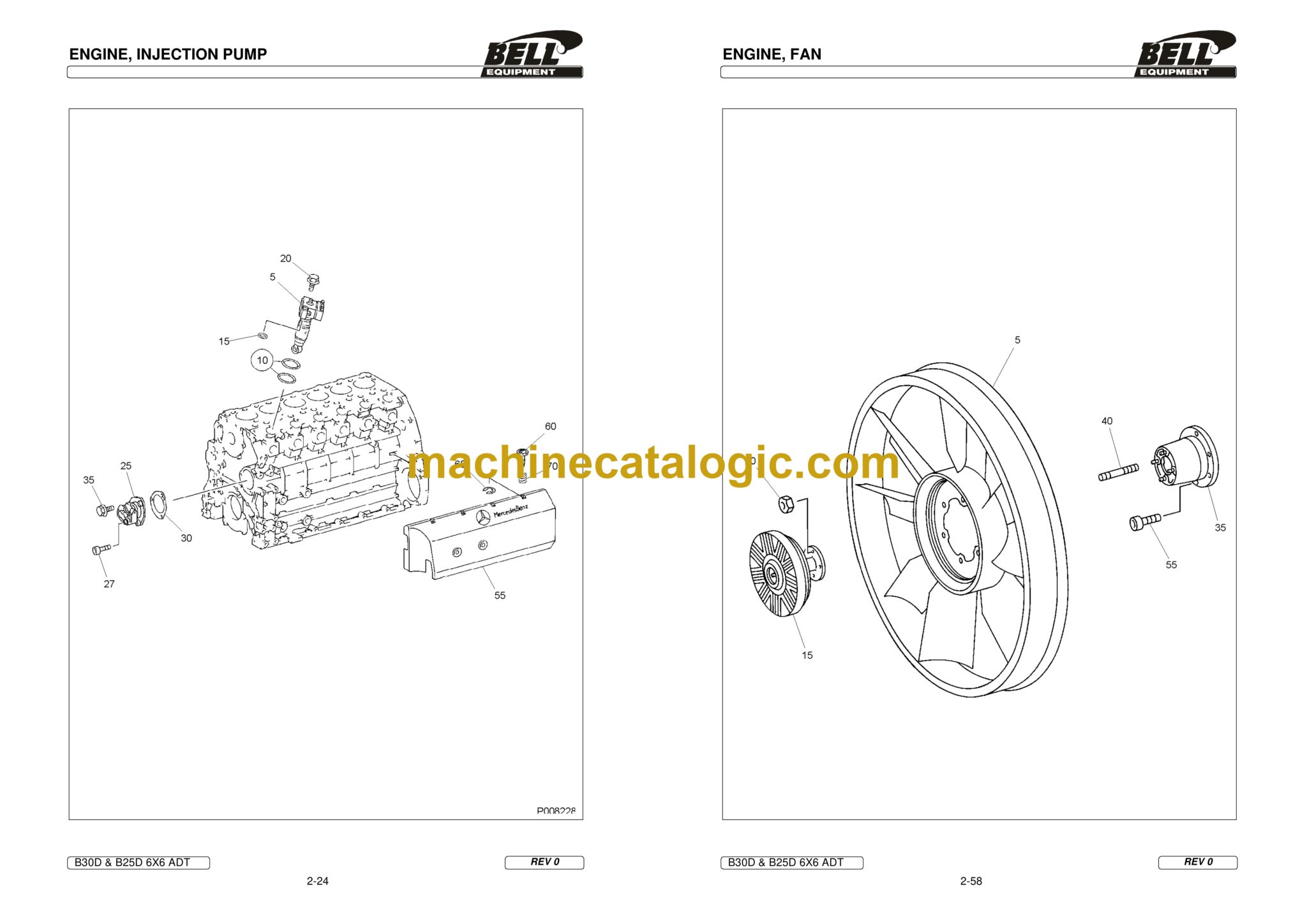 Bell B30D & B25D 6X6 ADT Articulated Dump Truck Engine Parts Manual ...
