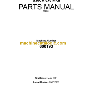 Bell B30CR 6x6 Mk I Articulated Dump Truck Parts Manual (872081)