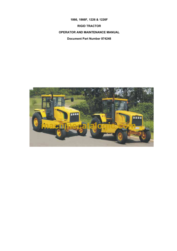 Bell 1866, 1866F, 1226 & 1226F Rigid Tractor Operator's and Maintenance Manual (874248)