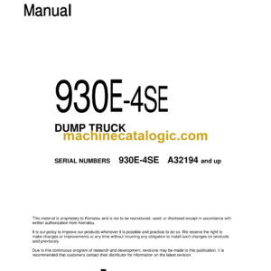 Komatsu 930E-4SE Dump Truck Shop Manual (CEBM039000)