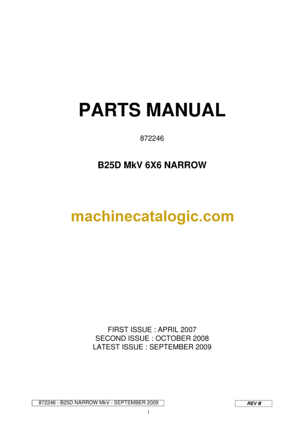 Bell B25D Mk V 6x6 Narrow Parts Manual (872246)