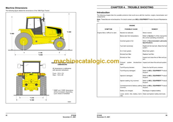 Bell 1866, 1866F, 1226 & 1226F Rigid Tractor Operator's and Maintenance Manual (874248) - Image 4