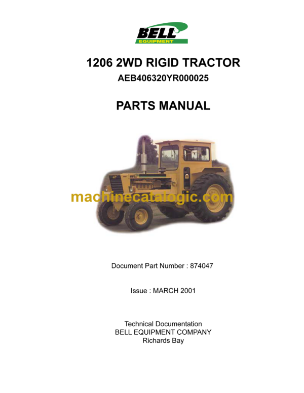 Bell 1206 2WD Rigid Tractor Parts Manual (874047 AEB406320YR000025, 870209)