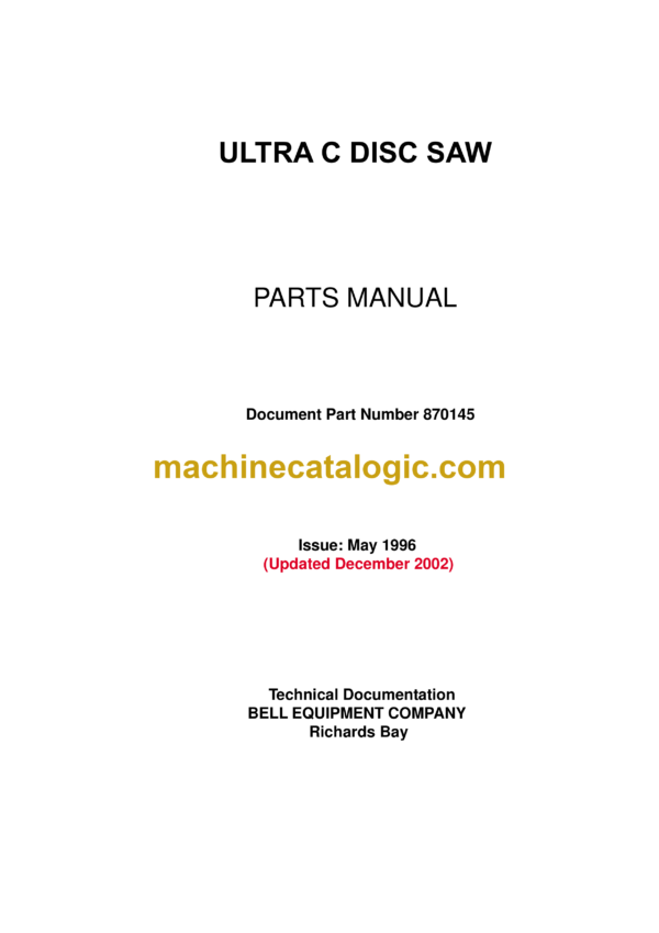 Bell Ultra C Disc Saw Parts Manual (870145)