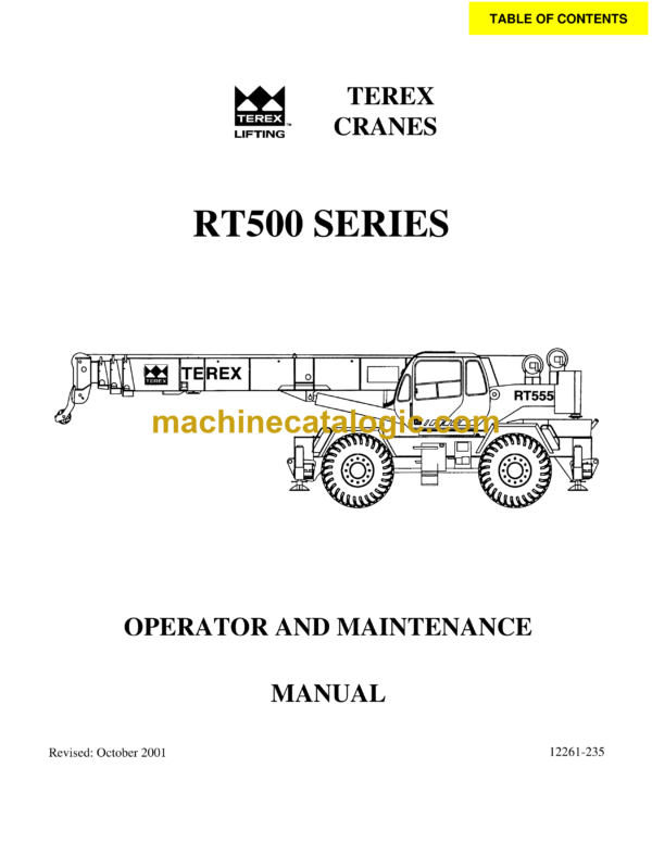 Terex RT500 Series Crane Operator and Maintenance Manual