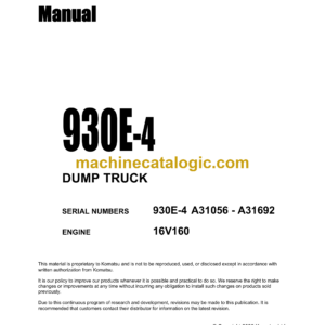 Komatsu 930E-4 Dump Truck Shop Manual (CEAW006902)