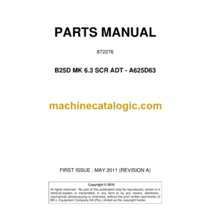 Bell B25D MK 6.3 SCR ADT - A625D63 Articulated Dump Truck Parts Manual (872276)