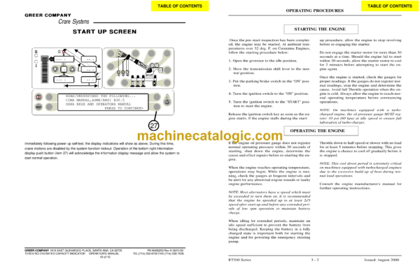 Terex RT500 Series Crane Operator and Maintenance Manual - Image 4