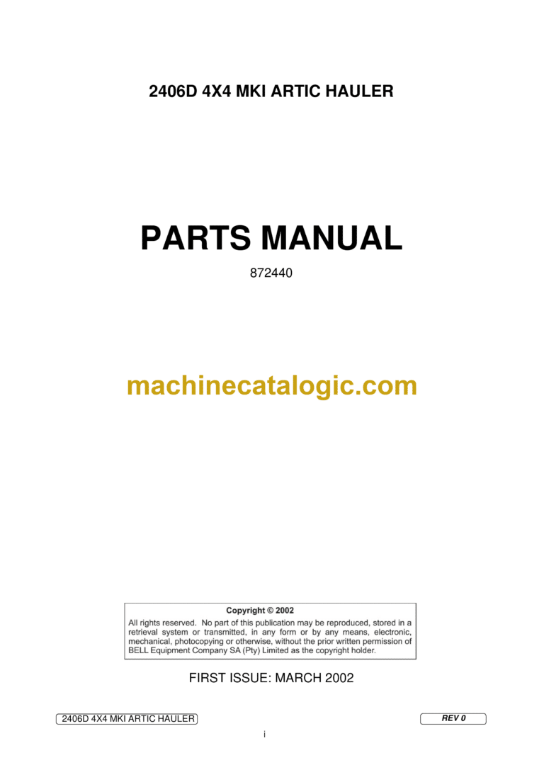 Bell 2406D 4x4 Mk I Artic Hauler Parts Manual (872440)