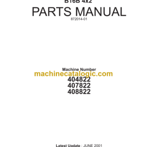 Bell B16B 4x2 Articulated Dump Truck Parts Manual (872014-01 and June 2001)