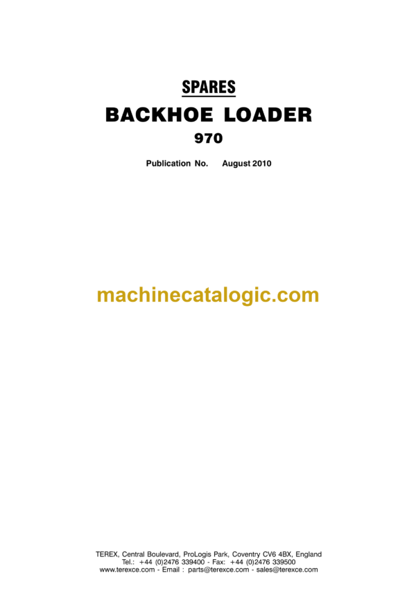 Terex 970 Backhoe Loader Spare Parts Catalog