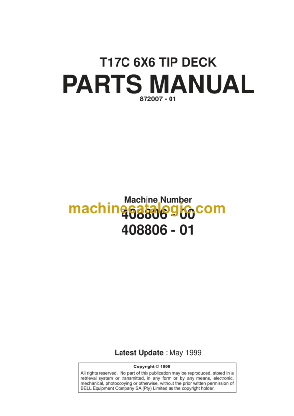 Bell T17C 6X6 Tip Deck Parts Manual (872007-01)