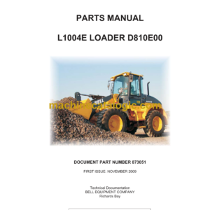 Bell L1004E Loader D810E00 Parts Manual (873051)