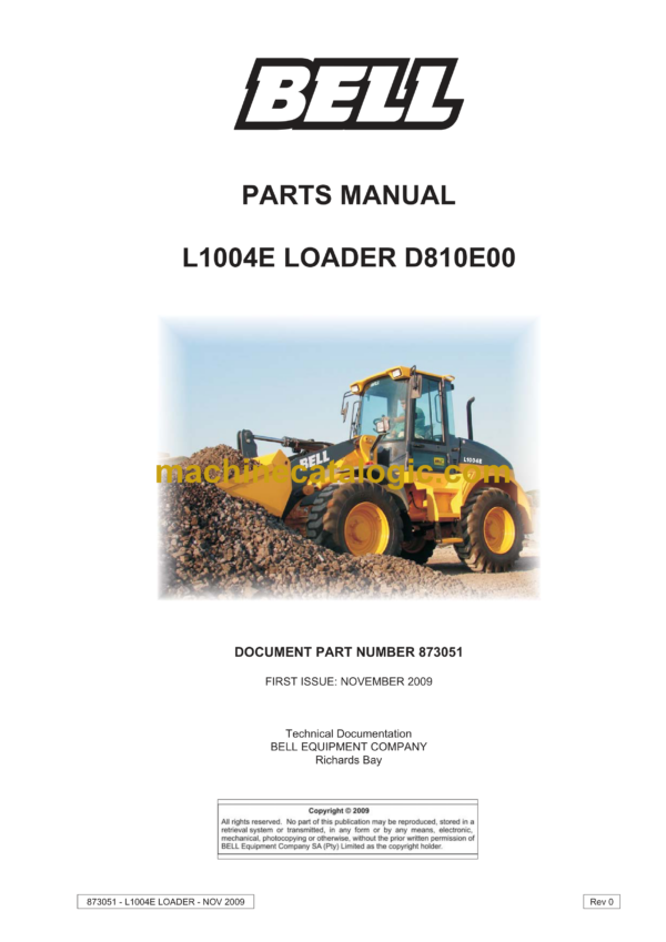 Bell L1004E Loader D810E00 Parts Manual (873051)