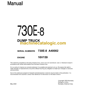 Komatsu 730E-8 Dump Truck Shop Manual (CEBM032601)