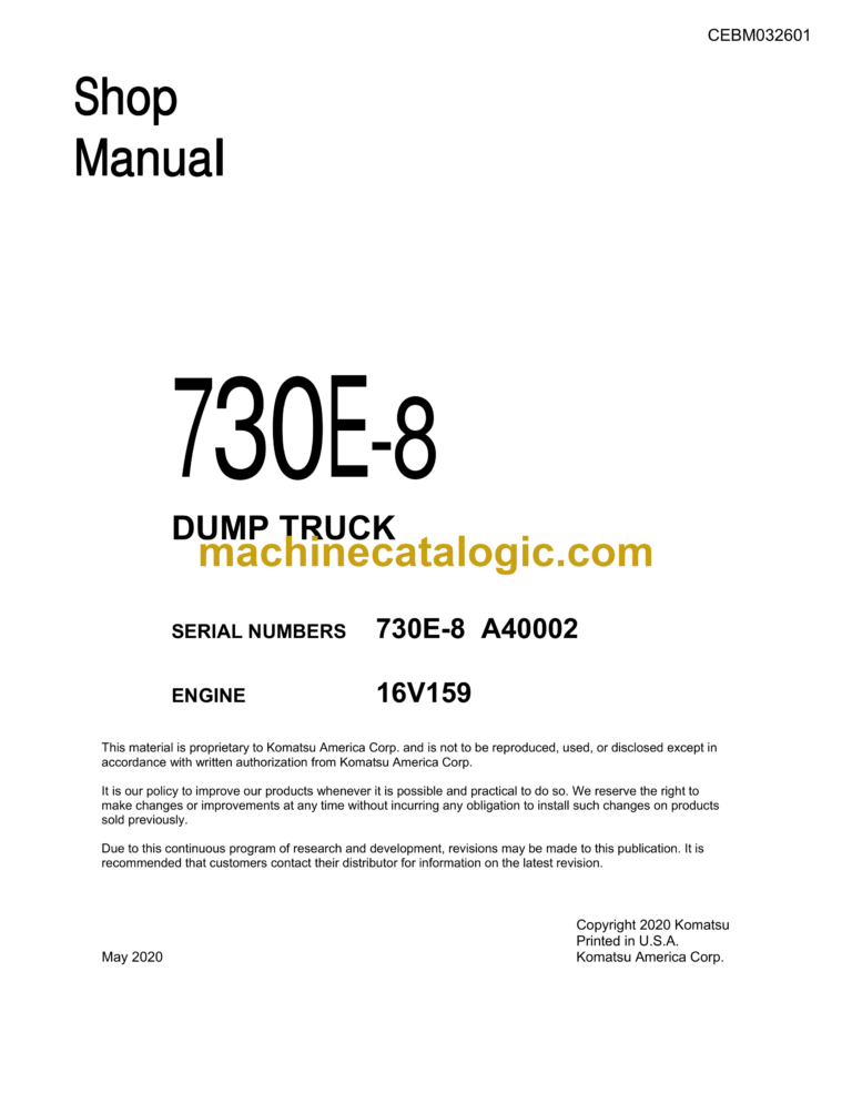 Komatsu 730E-8 Dump Truck Shop Manual (CEBM032601)