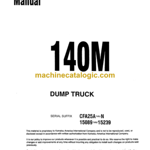 Komatsu 140M Dump Truck Shop Manual (DG693)