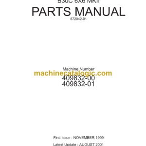 Bell B30C 6X6 MKII Articulated Dump Truck Parts Manual (872042-01)