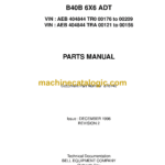 Bell B40B 6X6 ADT Articulated Dump Truck Parts Manual (870140)