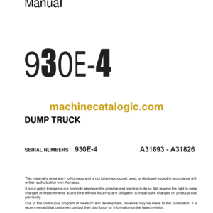 Komatsu 930E-4 Dump Truck Shop Manual (CEBM028103)