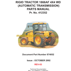 Bell 1866AF 4X4 WD Rigid Tractor Parts Manual (874052 October 2002 and Rev-03)