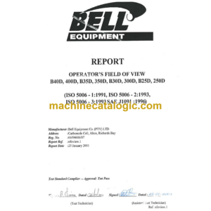 Bell B40D, 400D, B35D, 350D, B30D, 300D, B25D, 250D Operator's Filed of View