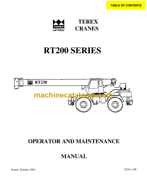 Terex RT200 Series Crane Operator and Maintenance Manual