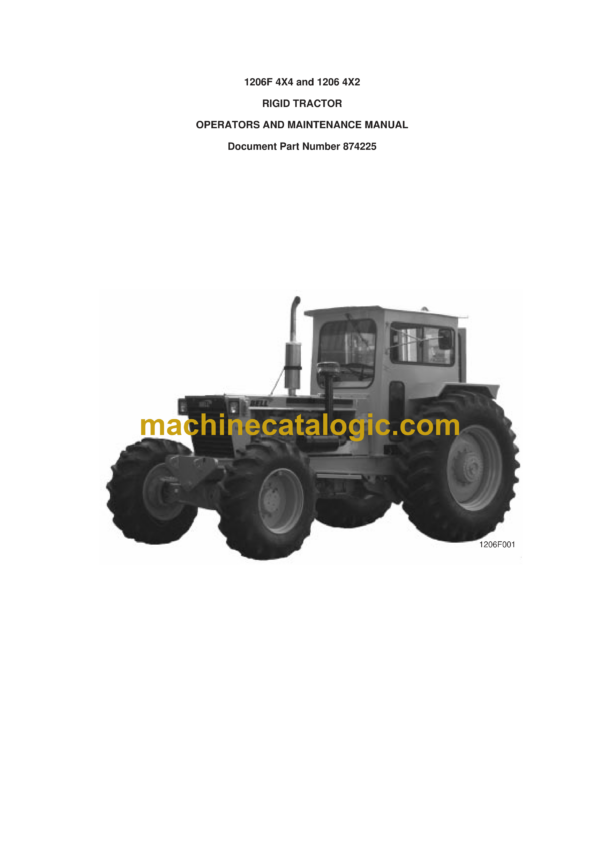 Bell 1206F 4X4 and 1206 4X2 Rigid Tractor Operator's and Maintenance Manual (874225)