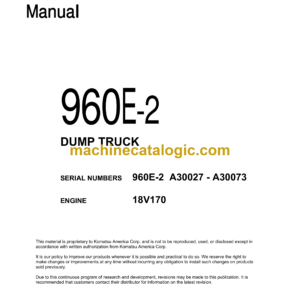 Komatsu 960E-2 Dump Truck Shop Manual (CEBM025903)