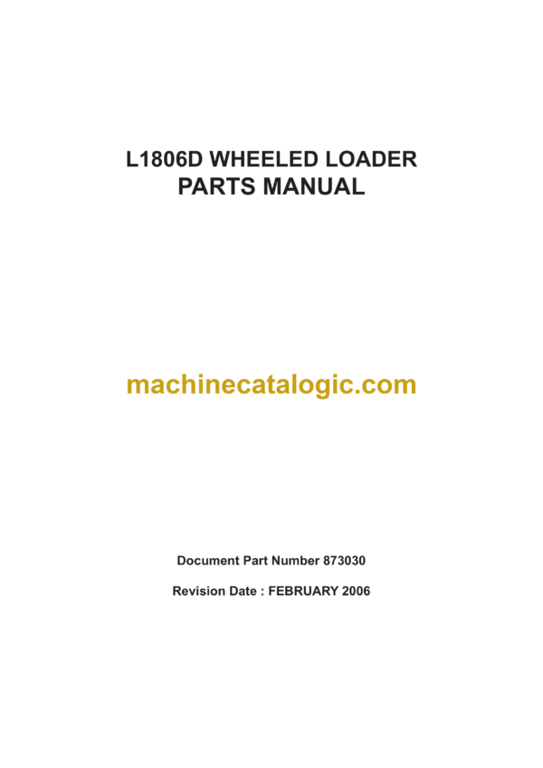 Bell L1806D Wheeled Loader Parts Manual (873030)