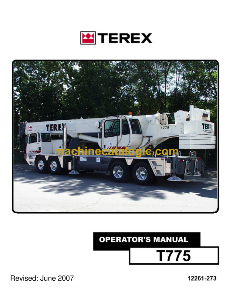 Terex T775 Crane Operator's Manual