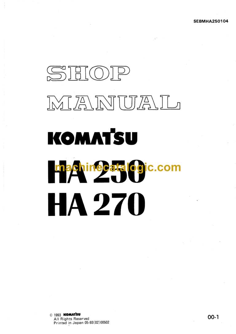 Komatsu HA250, HA270 Dump Truck Shop Manual (SEBMHA250104)