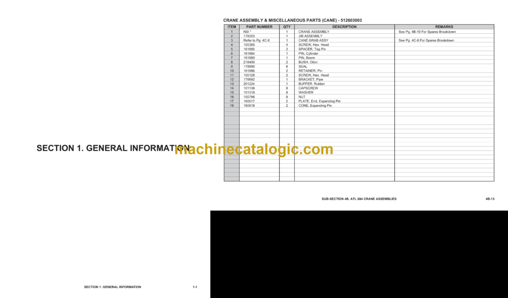 Bell 884 All Terrain Loader ATL Parts Manual (874049)