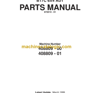 Bell B17C 6X4 ADT Articulated Dump Truck Parts Manual (872010-01, March 1999)