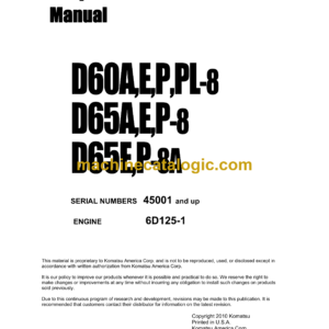 Komatsu D60A,E,P,PL-8D65A,E,P-8D65E,P-8A Dump Truck Shop Manual (SEBM01440809)