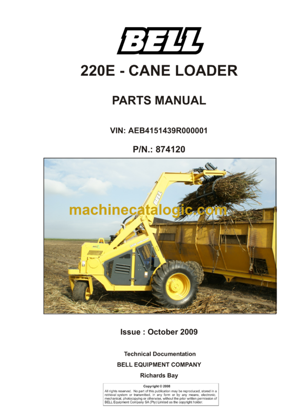 Bell 220E Cane Loader Parts Manual (874120)