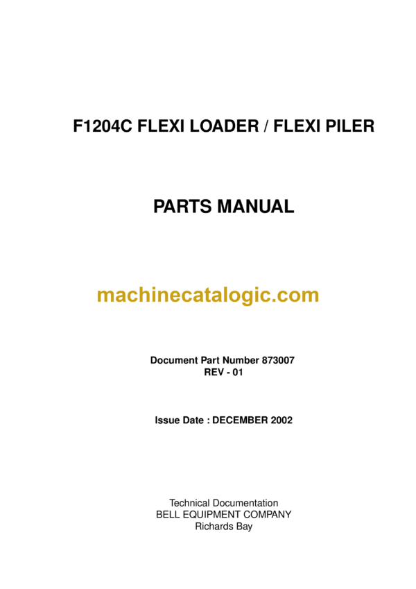 Bell F1204C Flexi Loader, Flexi Piler Parts Manual (873007)