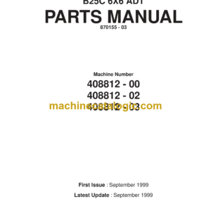 Bell B25C 6x6 ADT Articulated Dump Truck Parts Manual (870155-03)