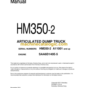 Komatsu HM350-2 Articulated Dump Truck Shop Manual (CEBM007801)