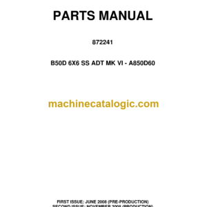 Bell B50D 6X6 SS ADT MK VI Articulated Dump Truck Parts Manual (872241 - May 2009) (A850D60)