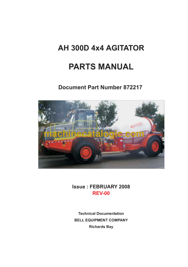 Bell AH 300D 4x4 Agitator Parts Manual (872217)