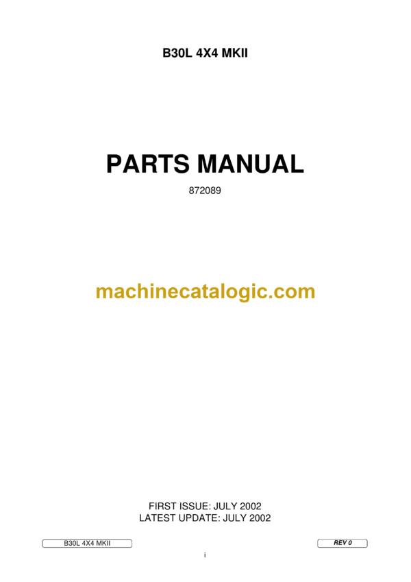 Bell B30L 4X4 MKII Articulated Dump Truck Parts Manual (872089)