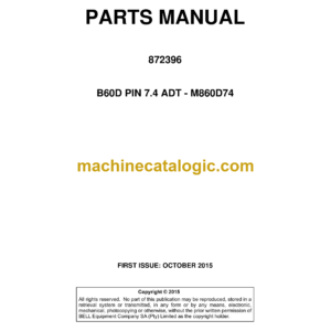 Bell B60D PIN 7.4 ADT - M860D74 Articulated Dump Truck Parts Manual (872396)