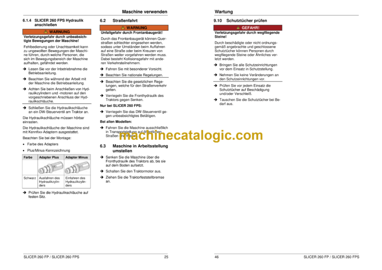Fendt 260 FP, 260 FPS Slicer Scheibenmahwerk Betriebsanleitung