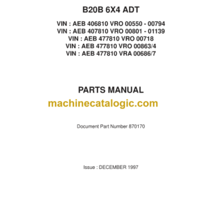 Bell B20B 6X4 ADT Articulated Dump Truck Parts Manual (870170, December 1997)