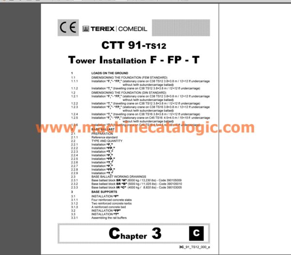 CTT 91-5 TS12 Flat Top Tower Crane PDF Manual (Operation, Maintenance , Assembly, Spare Parts