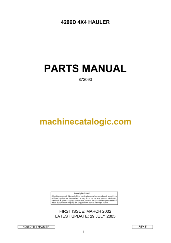 Bell 4206D 4X4 Hauler Parts Manual (872093)