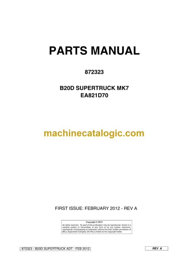 Bell B20D Supertruck MK7 EA821D70 Parts Manual (872323)